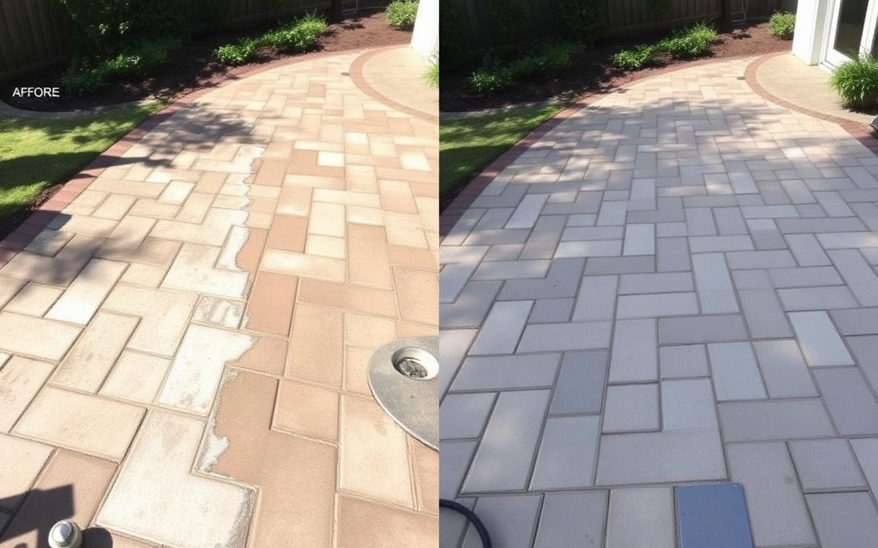 Patio Cleaning before and after